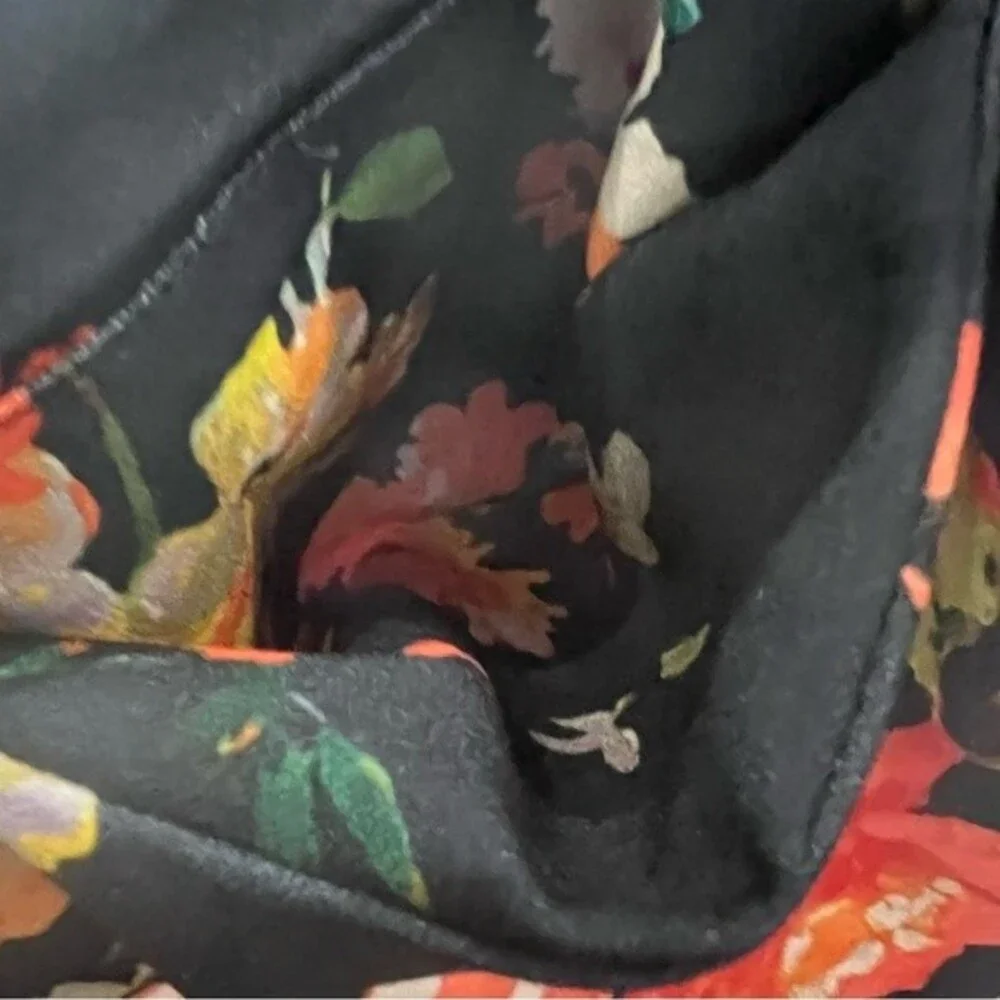 Navy and orange floral shift dress with pockets size medium